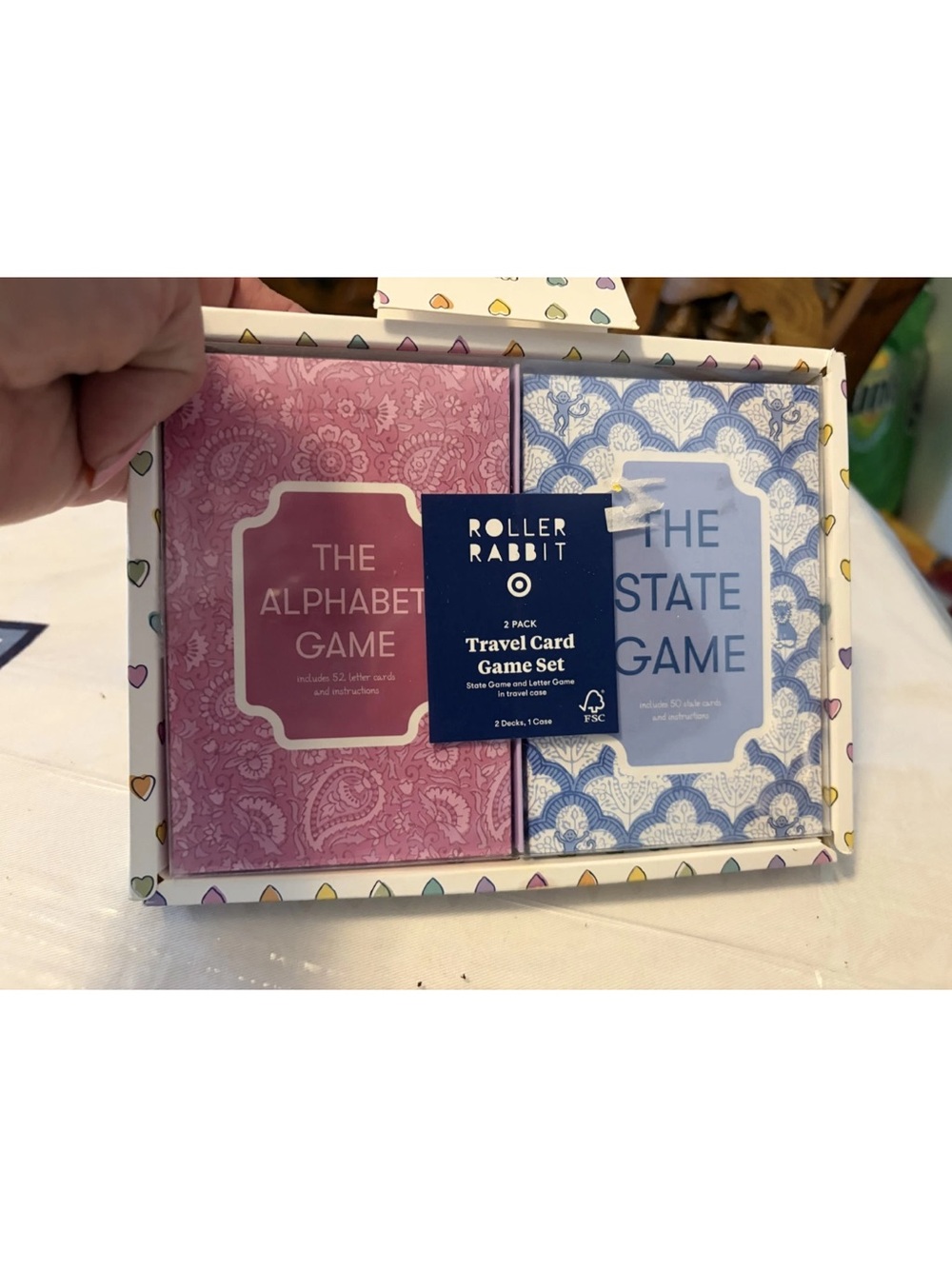 Roller Rabbit Travel Card Game Set - Pink & Blue set of 2 New